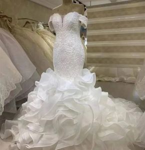 2024 Suknia ślubna syreny z koronek z koronkami Wskaźnik organzy sukien ślubny vestidos de noiva szata de Mariee