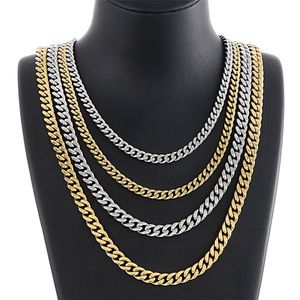 Hip Hop Stainless Steel Cuban Chain Necklace Simple 18K Real Gold Plated Jewelry270x