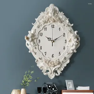 Wall Clocks Creative Clock Household Modern Simple Angel Resin Decoration Corridors Digital Watch Living Room Art Rose