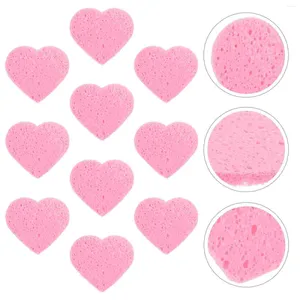 Makeup Sponges 10PCS Heart Shape Sponge Reusable Remover Pads Cleaning Puffs Bathroom Cleaner For Exfoliating