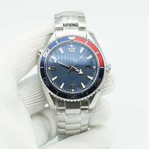 Azul vermelho moldura planeta relógio de mostrador limitado 44mm movimento mechaincal automático oceano mergulhador 600m aço inoxidável esportes mar américa cu2398