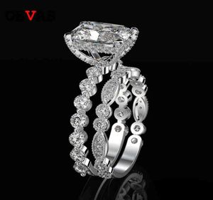 OEVAS 100 925 Srebrne ślubne pierścionki dla kobiet wywołujące stworzenie Moissanite kamień szlachetny Diamenty zaręczynowe Fine Jewelry4032048