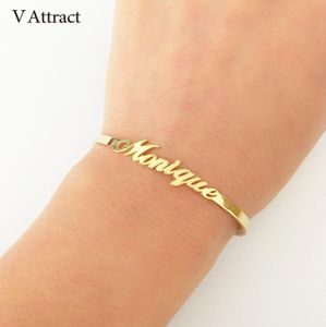 V Attract Personalized Hand Link BFF Jewelry Kpop Custom Name Bracelets Bangles Women Men Bijoux Femme Gold Erkek Bileklik 2018 Y16519072
