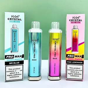 オリジナルの使い捨て電子タバコRMクリスタルマックス4000パフ4k 15FLAVORS VAPE PEN 0％2％3％5％1400MAH卸売価格