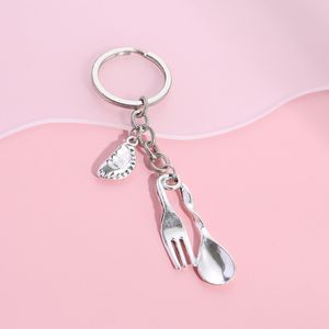 Portachiavi per donna uomo cucchiaio coltello corona chiavi in metallo catene regalo di compleanno gioielli di moda all'ingrosso