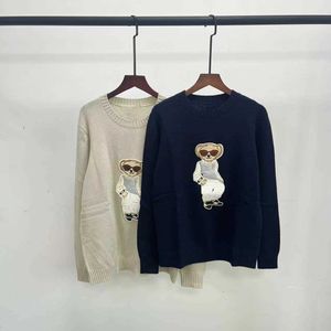 Women's Sweaters Autumnwinter New Lf Embroidered Hot Diamond Sunglasses Little Bear Cashmere Sweater Round Neck Long Sleeve Loose Knitwear