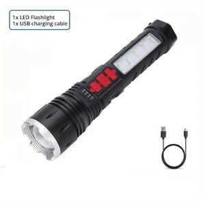 1 Set Senter Led Zoom High Power 3000M IPX65, Wodoodporna latarnia na kemping, ładowanie USB P50 P50 Illumination