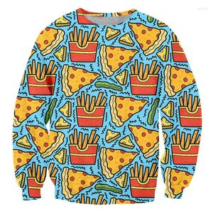 Men's Hoodies IFPD Hip Hop Sweat Shirts 3D Print French Fries Pizza Sweatshirts Men Long Sleeve Food Graffiti Oversize Pullover Streetwear