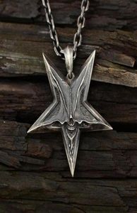 Vintage masculino satânico invertido pentagrama crânio pingente colar para homens punk demônio caos estrela baphomet jóias colares284k7181129