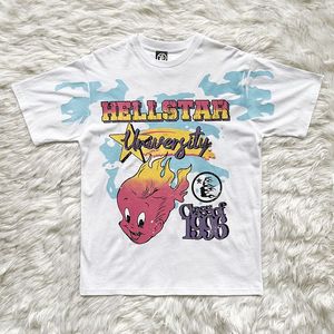 Hellstar Studios Üniversitesi Tee Avrupa Amerikan High Street Trend Kadınlar Kısa Kollu T-Shirt Unisex Pamuk Üstleri Erkekler Vintage T-Shirts Yaz Gevşek Tee Rock