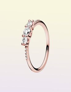 Anel de três pedras em ouro rosado, feminino, meninas, presente de casamento, joias de designer para anéis de amante de prata esterlina 925 real com original6438224