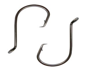 100pcs 7384 High Carbon Steel Fishing Hooks Black Offset Sport Circle Bait Fishing Hook Size 1803389558