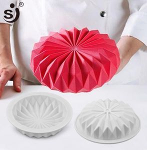 SJ Mousse Silicone Cake Mold 3D PAN Round Origami Cake Mould Thanks Mousse Mouss