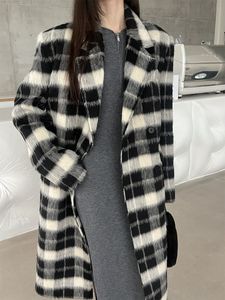 Retro wysokiej klasy kurtka wełniana płaszczowa, średnia zimowa temperament dla kobiet