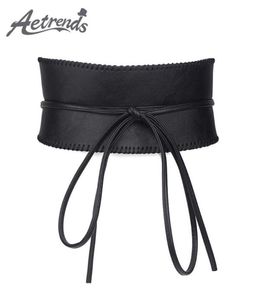 Belts AETRENDS Women Soft Leather Self Tie Wrap Cinch Belt Obi Style Wide Waist Band D01125381564