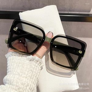 Óculos de sol quadros 2023 clássico grande quadro luxo feminino marca designer moda plástico vintage redondo gradiente óculos de sol uv400