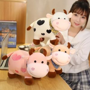 Fluffy Cow Plush Toy Cuddle Pillow Baby Soothing Cute Soft Children s Animals Doll 11inch Stuffed Toys for Girls 231228