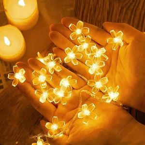 1 st, Cherry Blossom LED Fairy Lights, Flower LED String Lights, Firefly Starry Lights For DIY Wedding Party Bedroom Christmas Thanksgiving Valentine's Day.