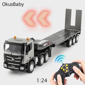 2023 1 24 Huina 2 4GHz Remote Control Trailer Truck Toy Model With Sound And Lights Car Transport Engineering Vehicles 231228