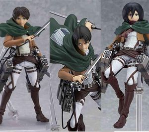 Angriff auf die Titan -Zahlen Eren Mikasa Ackerman Levi PVC Action Abbildung Jaeger Eren Ackerman Anime Figma 203 207 213 Abbildung X05031348578