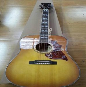 Chibson 41 Polegada Humming Tabaco Sunburst Guitarra Elétrica Acústica China Fishm Captador Dividido Paralelogramo Inlay Red Turtle Pickg3819590