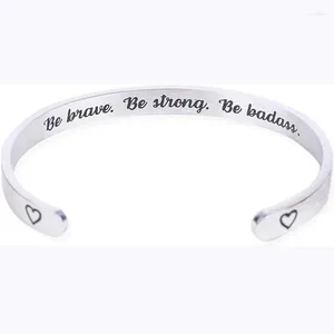 Bracciale rigido con messaggio nascosto: sii coraggioso. Forte. Regali significativi e tosti per le donne, amicizia, compleanno, migliore amica, sorella