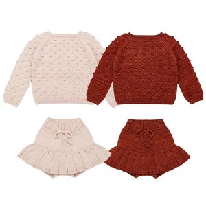 Fashion Baby Girls Sweater Popcorn Chunky Cable Baby Girls Clothes Toddler Kids Knit Pullover Tops Dress Autumn Baby Outerwear 231228