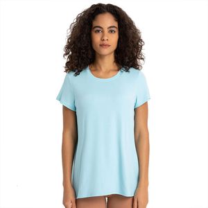 Nuovo delicato sulla pelle, sensazione di nudo, freddo e asciutto, yoga, manica corta, cravatta posteriore, moda, cinturino a farfalla, sport, fitness, top da donna