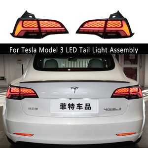 テスラモデル3 LEDテールライトアセンブリダイナミックストリーマターンシグナルインジケーターブレーキリバースパーキングフォグライトカーテールライトリアランプ