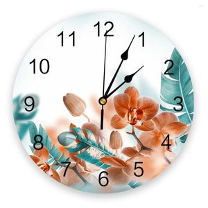 Wall Clocks Tropical Plant Decoration Bedroom Clock Large Modern Kitchen Dinning Round Watches Living Room Watch Home Decor
