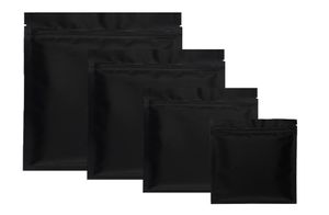 100 pçs preto fosco pequeno folha de alumínio zip lock sacos plásticos à prova de cheiro erva em pó calor selável saco ziplock plano pouch2966892