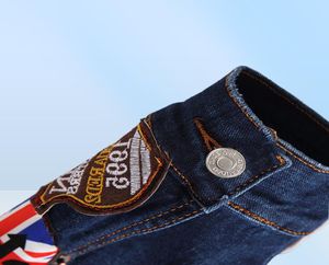 Erkekler işlemeli rozet denim ceket sokak kıyafeti hip hop Men039s Motosiklet Jean Ceketler Erkek Moda İnce Dış Giyim Chaqueta Hombr3060876