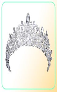 Wspaniała księżniczka Big Wedding Crowns Bridal Jewel Headpiece Tiaras Silver Metal Crysta European Headpiece Biżuteria Bridal AC8321153