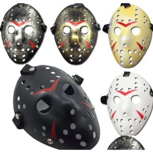 Maschere di travestimento all'ingrosso Maschera di Jason Voorhees Venerdì 13 Film horror Hockey Spaventoso Costume di Halloween Cosplay Festa di plastica Dr Dhy62