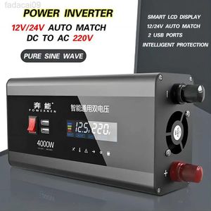 Inverter Jump Starter Pure Sine Wave Inverter Power Bank Home Car Invert 2200W2800W DC 12V 24V Auto Match Ac 220V Voltage Converter Solar I