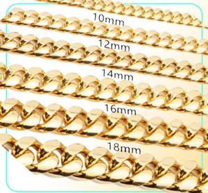 81012141618mm 1830 Ingångar Miami Cuban Link Gold Chain Hip Hop smycken tjock rostfritt stål halsband1763259