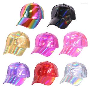 Ball Caps Baseball Cap Leather Imitação feita com chapéus gradiantes de chapéus de brilho pré -curvados Brim Radiant para proteção solar