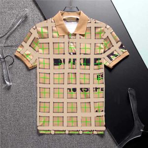 2024SS Spring Luxury Italy Men T-shirt Designer Polo Shirts High Street Brodery Small Horse Printing Clothing Mens Brand Checkered Stripes Khaki Polo Shirt