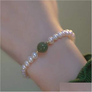 Kette Frauen Mode Süßwasser Perle Armband Perlen Elastische Perlen Jade Armbänder Drop Lieferung Schmuck Armbänder Dhgarden Dhghc