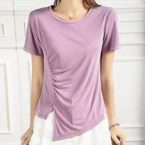 Camisas femininas de alta qualidade 2023 Mulheres tops em splice de renda primavera verão verão pura camiseta feminina roupas sexy top roupas casuais