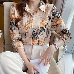 Donne Spring Flort Shirt Fashion Fashion Sliose Sleeve Long Chiffon camicia casual camicetta vintage femmina tops Blusas Office Abibiti 231227