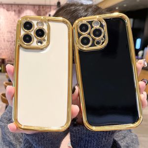 Luxury Plating Solid Color Shockproof Soft Phone Case For iPhone 15 14 13 12 11 Pro Max X XS Max XR 8 7 Plus Bumper Back Cover Cases Factory