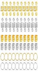 180pcs Metal African Hair Rings Beads Pofos Tubos Charms Dreadlock Dread Hair Braids Acessórios de decoração de jóias Gold 2203121514603