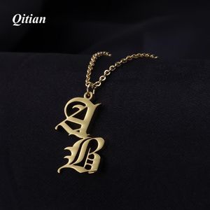 Collana vintage Old English Double Letters Necklace Gold Named Dlace Packlace per donne Gioielli in acciaio inossidabile di alta qualità V191274C