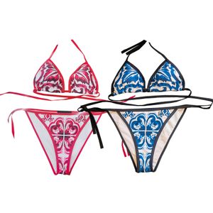 Классический комплект бикини с принтом, женский сексуальный купальник из двух предметов, бюстгальтер контрастного цвета, летний купальник для плавания на открытом воздухе