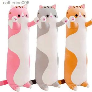 Animali di peluche ripieni 50 cm lungo gatto cuscino peluche carino peluche gatto bambola cartone animato morbido gattino farcito cuscino lungo bambola giocattolo per bambini fidanzataL231228