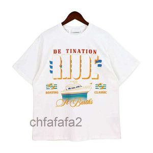 23 Top CraftsManship Rhude Mens T Shirts Summer Fashion Designer Tshirts Street Casual Short Sleeve Beach Style Rhude Tees Cotton Printing Rhude Shirt S 5X 6LAD