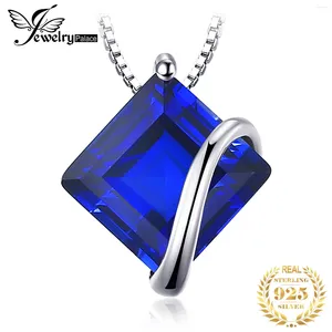 Pendants JewelryPalace 3.3ct Square Created Blue Sapphire 925 Sterling Silver Pendant Necklace For Women Gemstone Fine Jewerly No Chain