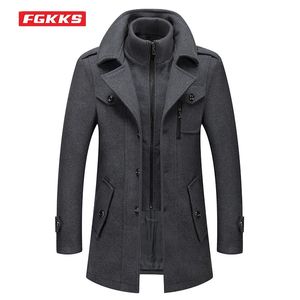 FGKKS MEN WIRNE WOOL Coat A Winter Cashmere بالإضافة إلى Cotton Thickening Dark Coat عالية الجودة تصميم Wool Coat Men 231227