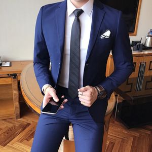 2023 Blazer Pants Men's Fashion British Gentleman North Model Classic Italian Style Business Casual Wedding 2piece Set 231227